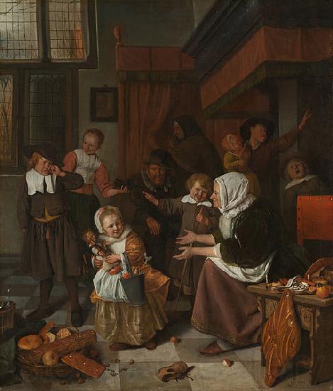 Jan Steen The Feast of St. Nicholas Norge oil painting art